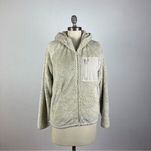 Aritzia TNA Beige Sherpa Zip Jacket